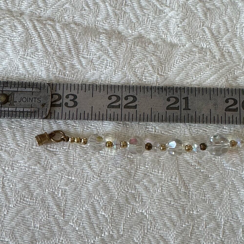 Vintage 1920s 23" Art Deco Graduated AB Crystal Faceted and Gold Beads Necklace - Picture 8 of 12